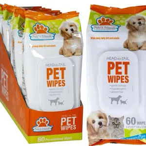 Brand: Pets' n Friends Pet Grooming Wipes for Dogs & Cats | Deodorizing Dog Cleaning Wipes for Ears, Paws, Butt & Body | Alcohol-Free, frangrance Free, Pet Supplies Dog Wipes| 60 Wipes (1-Pack of 60 Wipes)