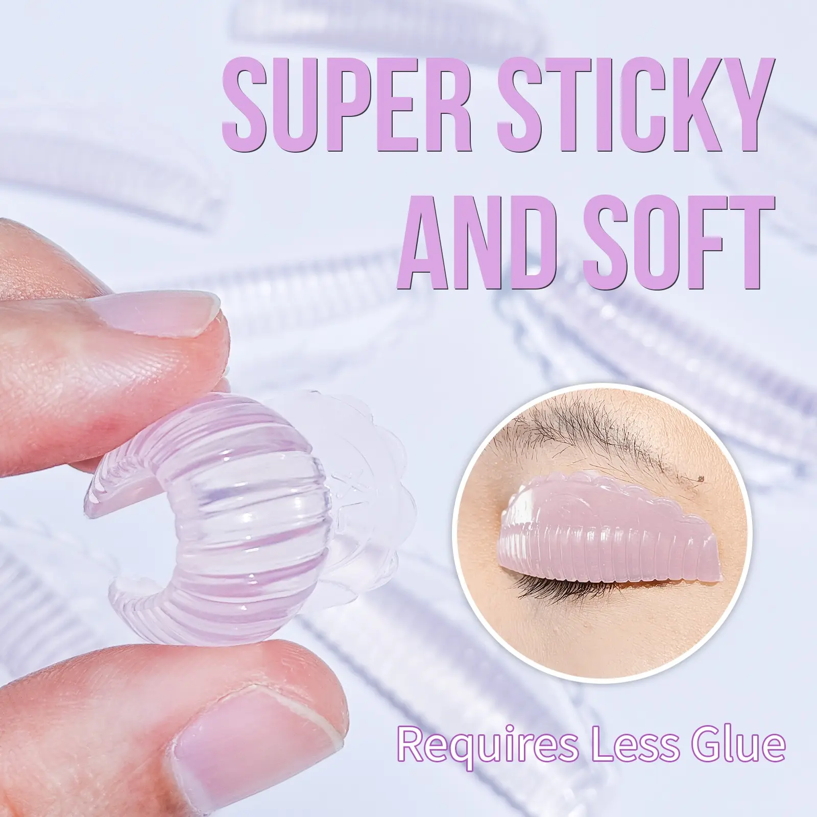 Lomansa Lash Lift Pads, Set, Makeup 4 Pairs/4 Sizes No glue Eyelash Lifting Shield, Self Sticky Lash Lift Rods, Easy to Clean, Reusable, Suitable for different lengths of eyelashes, Clustering Lashes Enhancer, Jelly texture, Lash Curling Pad
