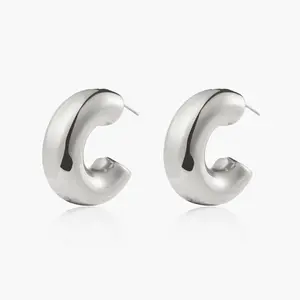 en route Chunky Hoop Earrings in Silver, Waterproof & Tarnish-Free Everyday Hoops Built for Shower, Swim and Street Style, Bold 30mm Design for Effortless Chic Layering or Solo Statement