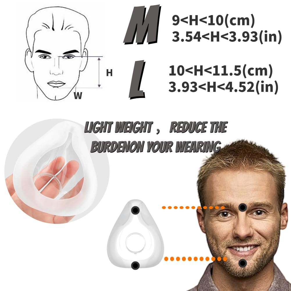 CPAP Mask, Universal Replacement Full Face Mask Headgear Set, Soft Silicone CPAP Masks Includes Headgear, Cushion, Frame and Elbow/Swivel
