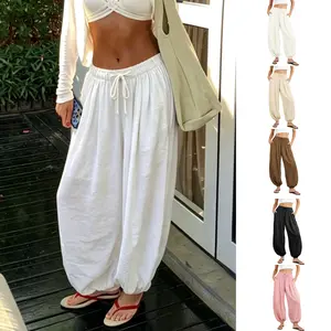 Yeokou Women's Summer Bohemian Lantern Bottoms, Yoga Baggy Pleated Harem Pants, Loose Elastic Waist Wide Leg Machine Washable Trousers