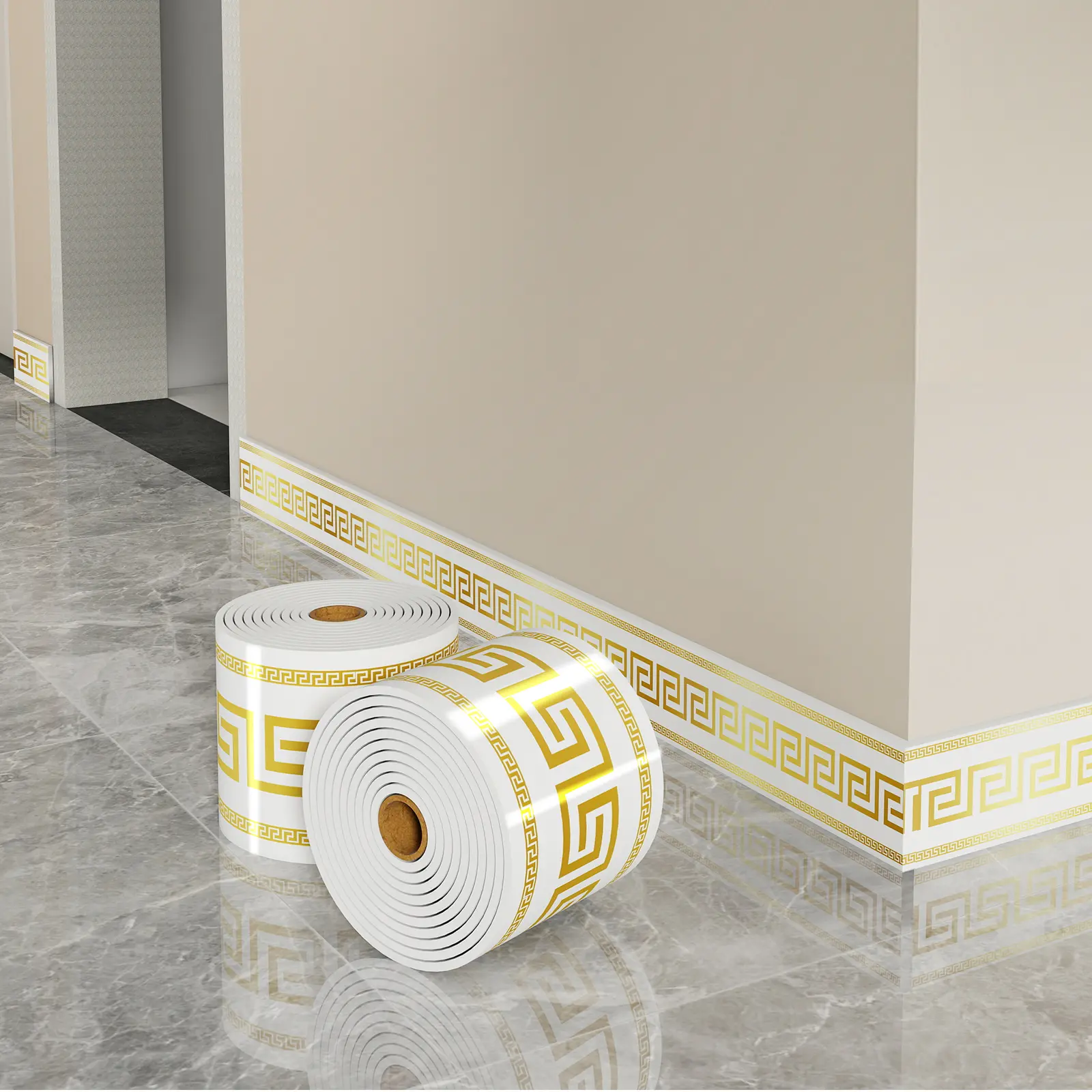 Self-adhesive PVC marble tile panel wallpaper, peel and stick, DIY removable with no residue, waterproof, wear-resistant and durable for walls, doors, stairs, kitchens, bathrooms, cabinet edges, floor borders, and home décor