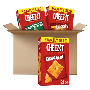 Cheez-It Cheese Crackers, Baked Snack Crackers, Lunch Snacks, Family Size, Variety Pack (3 Boxes) Milk