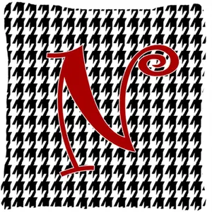 Carolines Treasures  14 x 14 in. Monogram Initial N Houndstooth Black Fabric Decorative Pillow