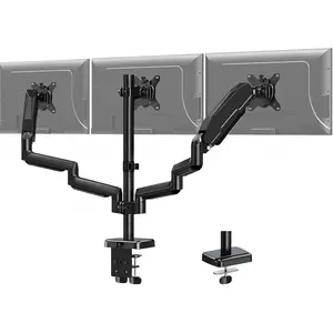 Triple Monitor Mount for 13-27 inch Screens, 3 Monitor Desk Mount, Gas Spring Triple Display Stand, Full Motion Three Computer Arm Hold up to 17.6lbs Each, VESA 75x75, 100x100