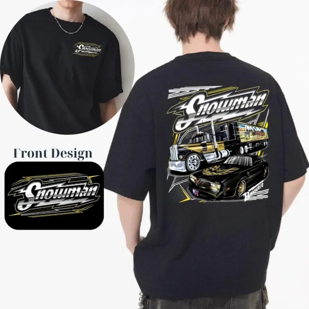 Men's Soft Cotton Round Neck Retro Snowman Bandit Graphic Short-Sleeve T-Shirt, Relaxed Fit Easy Casual Tee for Trucker Dads & Coffee Runs, Easy Casual Tee For Coffee Runs