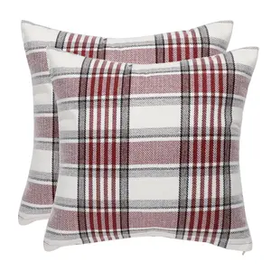 Unique Bargains Set of 2 Buffalo Check Plaid Throw Pillow Covers Farmhouse Decorative Square Pillow Covers Home Decor