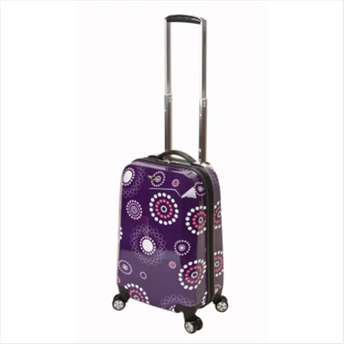 Rockland Polycarbonate Burden-Reducing Carry-On Luggage - 20in (20"h x13"w x9"d) Compact Midsize, 360-Degree Spinner Wheels, Lightweight, Comfortable Ergonomic Aluminum Telescoping Handle, Purple Pearl, Comfortable Handle Carry-On Luggage, 20" H X 13" W X