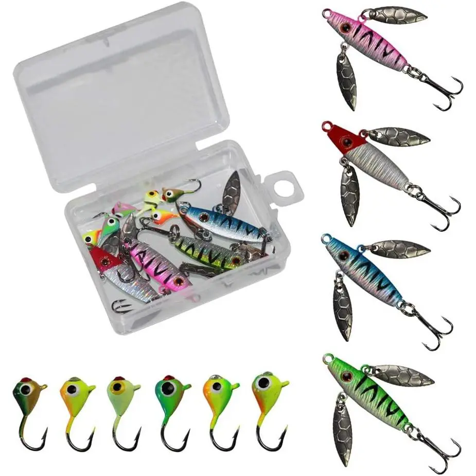 Ice Fishing Jigs with Treble Hooks Lead Jig Hooks Winter Metal Lures