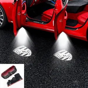 Car LED HD Projection Welcome Light, Car Ambient Decorative Ground Lamp, Door Sensor Lighting Upgrade Accessory, Easy Install for Porsche Cayenne，Macan，Boxster，Cayman，CARRERA4， 911，S3/S4