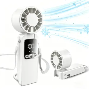 6000mAh 199-Speed Turbo Handheld Fan | USB Type-C Rechargeable, Digital Display, Neck Hanging, 7.4oz Ultra-Light Portable Fan for Travel Outdoor tiktokshopspringglowup