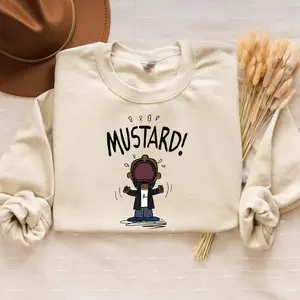 Lamar X DJ Mustard - Mustard Sweatshirt, Casual Style, Versatile Design, Ideal for Music Lovers Long Sleeve Hoodie