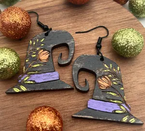 Witch Hat - Hand Painted Earrings