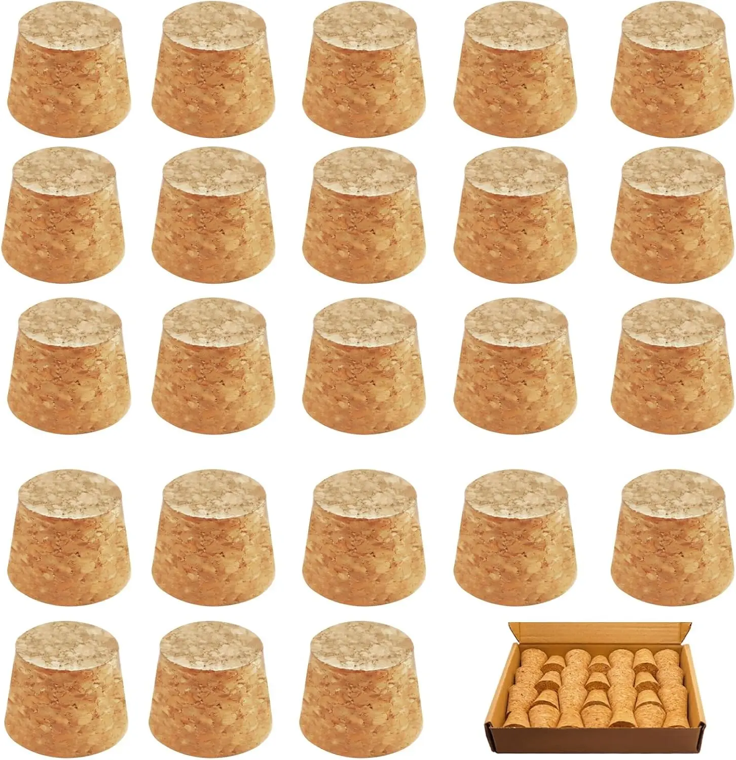 25Pack Tapered Cork Stoppers 1.1 in H x 1.34 in Top x 1 in Bottom - Wine Bottle Stoppers, DIY Projects & Beer Bottle Corks