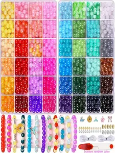 8mm Glass Bead, Multi-colored Glass Bead Bracelet, Round Glass Bead Friendship Bracelet Making Kit, DIY Crafts for Jewelry Making