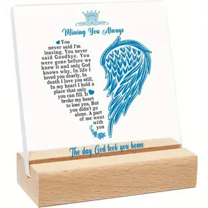 “Missing You Always” Memorial Plaque | Angel Wings Sympathy Gift for Loss of a Loved One | Bereavement Keepsake with Wooden Stand | Remembrance Desktop Decoration | “The Day God Took You Home” Tribute | Heartfelt Funeral Gift | Healing Soul Decoration