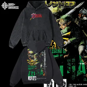 BOD - Zelda Game Vintage Unisex Oversize Washed Cotton T-shirt Hoodie, Graphic Tee, Action-Adventure Game Lover, Game Merch Fan, Outfits Men, Boys Merch Top