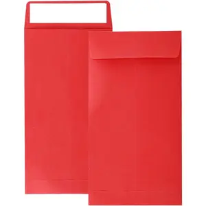 Red 100 Pack 3.5 x 6.5 inch Self Seal Cash Envelopes for Savings Plan, Suitable for Cash Coin Check Credit Card Seed and Other Small Items