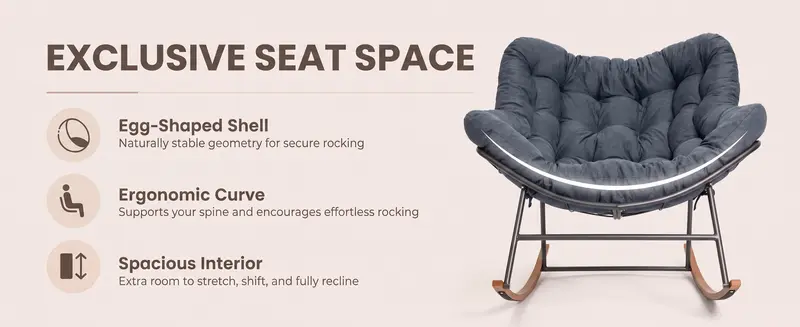 Grand Exclusive Rocking Chair, Thick Cushion with Bonding Rope, Whole ...