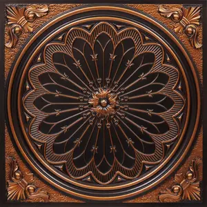 From Plain To Beautiful In Hours Rose Window 2 ft. x 2 ft. PVC Glue-Up or Lay-In Faux Tin Ceiling Tile - #238 - (Pack of 10) / 40 sqft