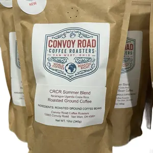 Convoy Road Coffee Roasters CRCR Summer Blend 12oz Whole Bean or Ground Roasted Coffee with Nicaragua Costa Rica & Uganda Beans Almond Chocolate Tastes Beverage Natural