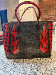 Genuine hand tooled & painted leather tote bags- See other options below!