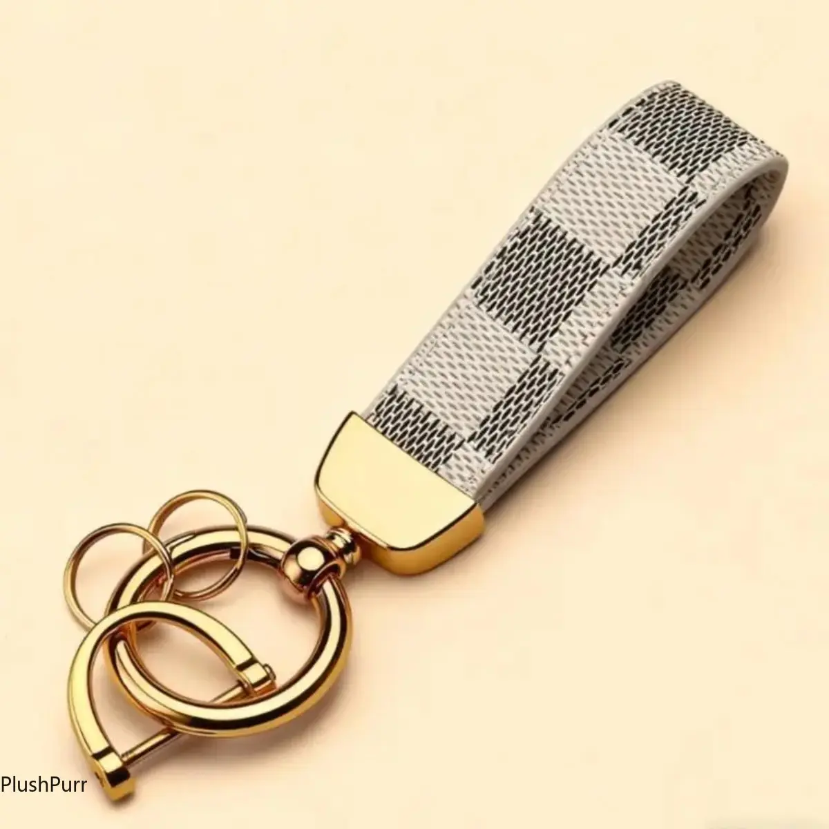 Printed Metal+Leather Car Keychain - 80x20mm Unisex Bag Accessory with Horseshoe Metal Buckle, Glow Skull Detail, Durable Elegant Key Rings for Car Keys, Pu Leather