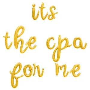Cursive Script Letter Balloons - ITS THE CPA FOR ME 16" Inch Alphabet Letters Foil Mylar Balloon Accounting School Graduation Party Banner
