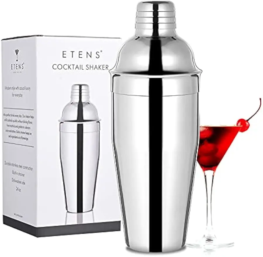 Etens Bar Cocktail Shaker, 24 oz Martini Shaker Drink Mixer with Built-In Strainer for Bartending – Stainless Steel Bartender Shakers for Mixed Drinks Margarita Alcohol Liquor Barware Tools