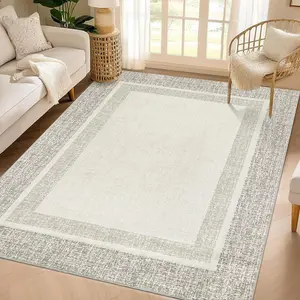 【GARVEE】Bordered Area Rugs in Various Sizes and Colors (Beige, Dark Grey, Light Blue, Brown) - Modern, Soft, Low-Pile, Non-Slip, Stain-Resistant, Machine Washable Rugs Ideal for Living Room, Bedroom, Office, or Home Decor