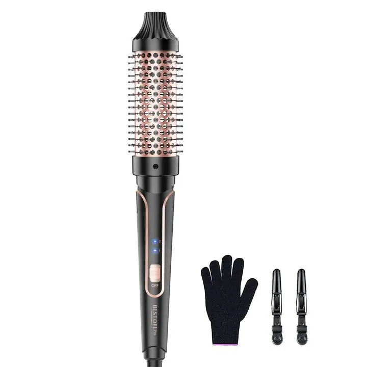 BESTOPE PRO 1.5in Heated Round Thermal Curling Tool - Detachable Head, 110-240v Dual Voltage for Travel, Rose Gold Airstyler Kit with Plug Pouch, Powerful Fast Drying for Medium Curls Easy Styling (Personal Care Appliance)