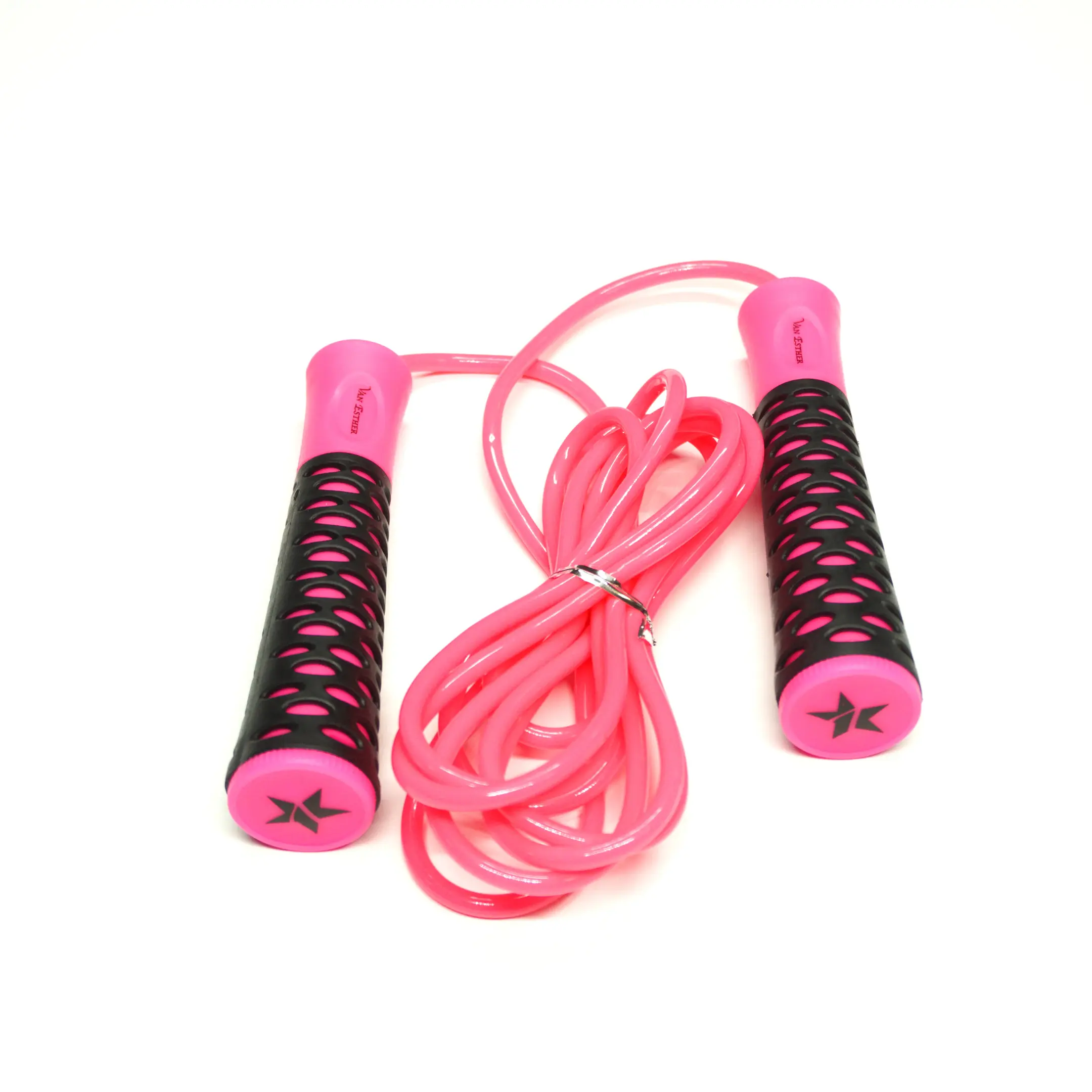 Adjustable Jump Ropes for Fitness, 10ft Vinyl Training Rope with Perforated Rubberized Handles, Exercise Equipment for Home Work Out