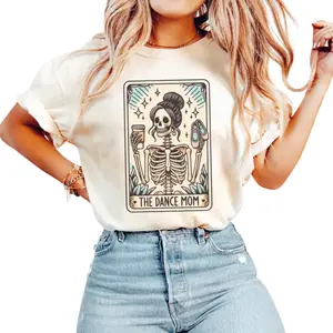 Funny Dance Mom Tarot Card Shirt – Halloween Skeleton Dance Mom Tee – Mother's Day Gift for Dance Moms Vintage Y2K Graphic T-Shirt