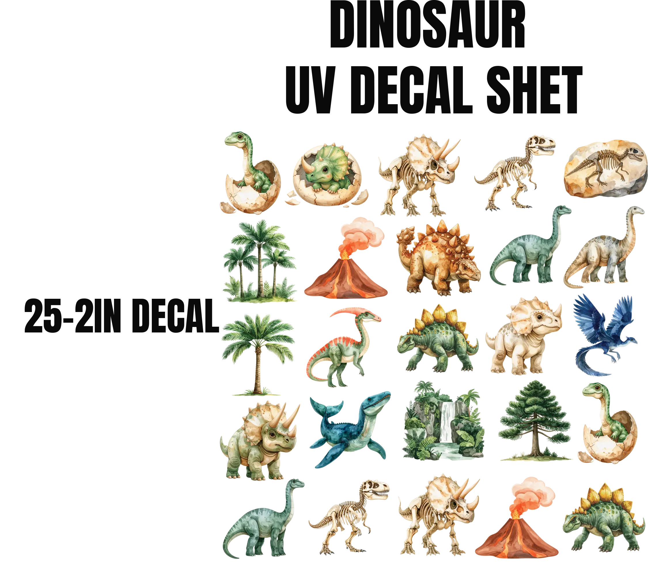 DINOSAUR UV DECAL SHEET FOR DIY PROJECTS