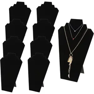9 Pack Necklace Display 12.5 Inches Black Velvet Jewelry Easel Display Holder Pendants Chains Showcase Organizer Stand