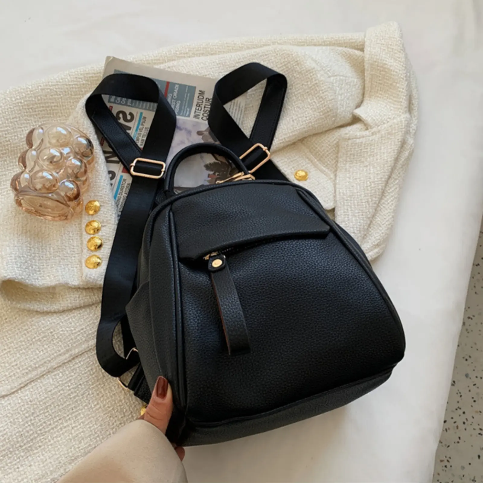 Mini Backpack Purse for Women, Stylish Soft PU Leather Small Student Backpack with Top Handle for School, College & Daily Use, Small Backpack Purse