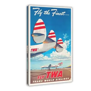 Vintage Retro Plane Airplane Airlines Vintage Travel Canvas Poster Wall Art Decoration For Home Bedroom Office Living Dorm Room Decor Boys Girls Gift