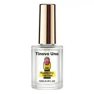 Tinovo Uno 12ml Quick Dry Nail Polish Top Coat Strengthener, Unscented, Alcohol Free, Glossy Finish, Natural Fast Dry in few Minutes, Nail Care