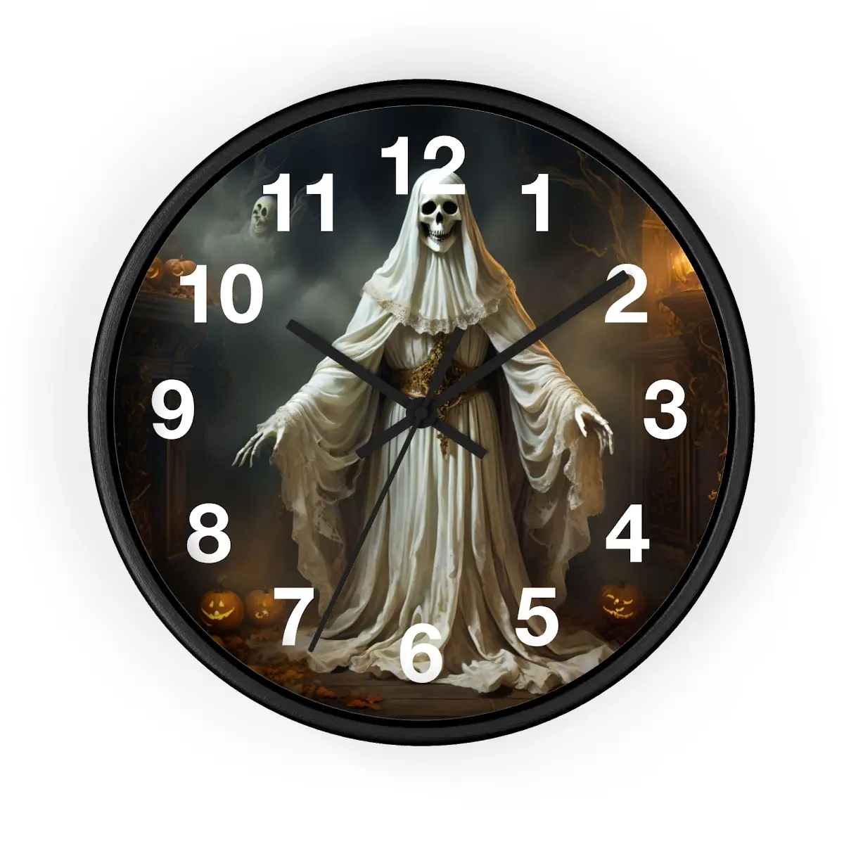 Baroque Halloween Ghost Wall Clock - Perfect Wooden Decor for Your Home