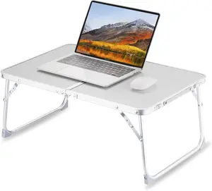 [LMITED TIME DEAL] Foldable Laptop Table for Bed, Lap Desk Bed Desk, Breakfast Serving Bed Tray, Portable Mini Picnic Table Storage Space Laptop Desk Reading Holder(Gray)