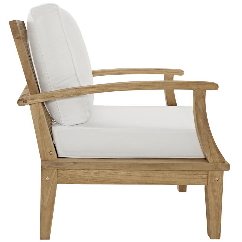 Modway Marina Outdoor Patio Teak Armchair in Natural White