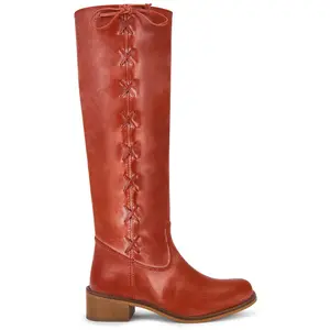 Dico Copenhagen Ann Gaucho Boot With Side Laces in Mudy Red