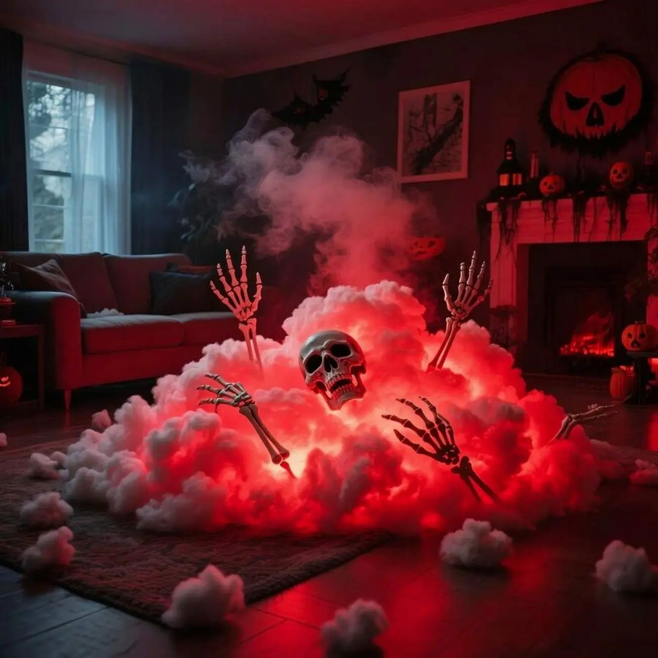 3D Thunder Cloud Light with Music Sync, LED Hanging Atmosphere Light for Halloween, Christmas, Bedroom, Living Room & Holiday Party Decor, Skull Not Included