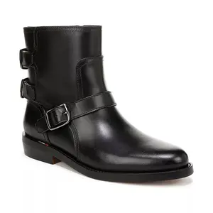 Franco Sarto Prina Boots 9.5M Black Leather Moto Block Heel Zip NIB msrp$180, Shoe, Footwear