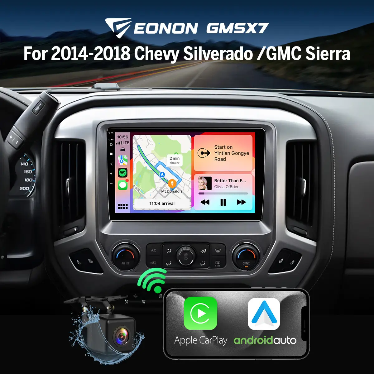 Eonon Car Stereo for Chevy Silverado GMC Sierra 2014, 2015, 2016, 2017, 2018, Android 14 Head Unit Wired/ Wireless CarPlay Android Auto, 10.1" Car Rad