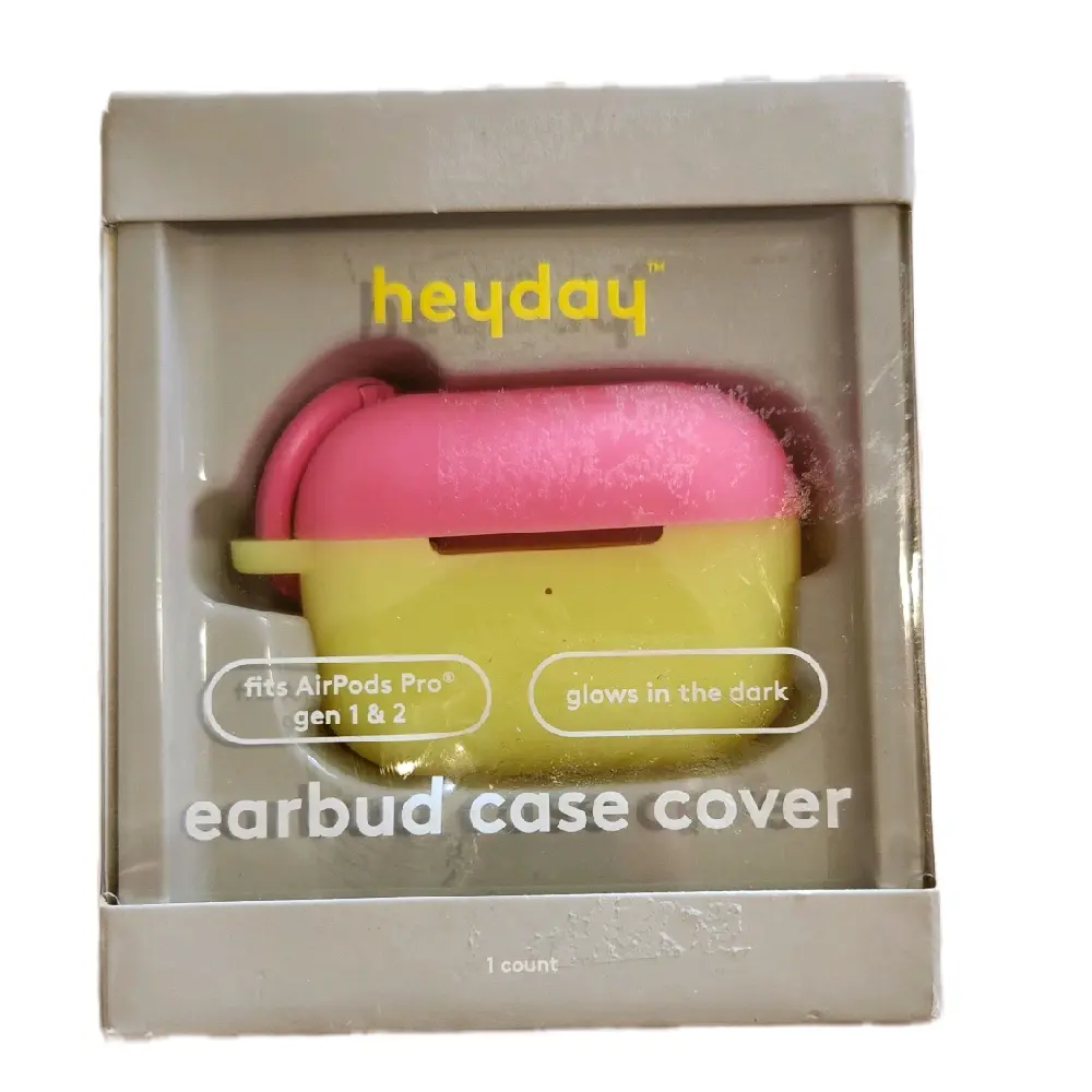 Heyday Glow In The Dark Earbud Case Cover for AirPods Pro, Gen 1 & 2, Available in Pink & Yellow