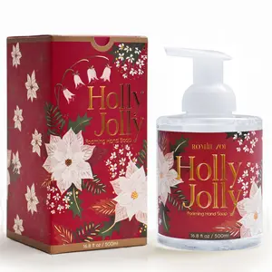 ROMIIE ZOI Christmas Foaming Hand Soap with Gift Box - Holly Jolly, Infused with Citrus & Pine Aroma - 500ml/ 16.8 fl. oz Floral Jojoba