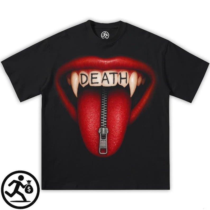 Death Lick Tee, cotton graphic, men, women, unisex, y2k, fashion, streetwear, cute shirts, t-shirt, opium, streetwear, cute y2k tee, kids