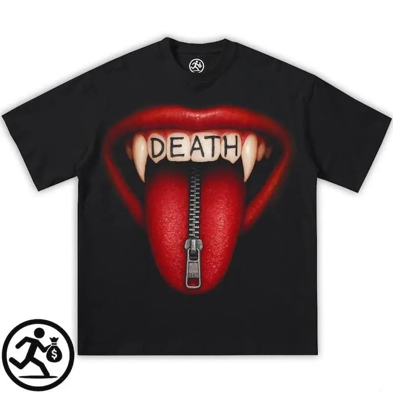 Death Lick Tee, cotton graphic, men, women, unisex, y2k, fashion, streetwear, cute shirts, t-shirt, opium, streetwear, cute y2k tee, kids