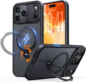 for iPhone 17 Pro Max Case: with 360° Spin Magnetic Stand, Camera Control Button, Fit for MagSafe, Military Drop Protective Slim Phone Cover for 17 ProMax with Ring Kickstand, 6.9", Black